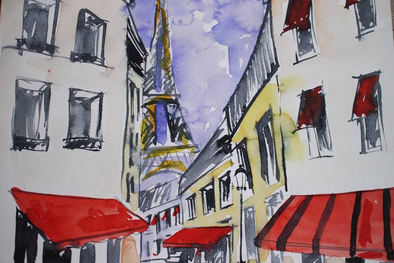 Original Abstract Expressionism Cities Painting by Viktoria Sukhanova