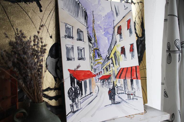 Original Abstract Expressionism Cities Painting by Viktoria Sukhanova