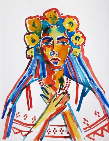 Print of Abstract Expressionism Portrait Paintings by Viktoria Sukhanova