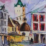 Lviv Lvov watercolor painting Stand with Ukraine by Viktoria Sukhanova