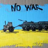 Ukraine tractor wheat field original oil painting tank armored personnel carrier tractor field by Viktoria Sukhanova