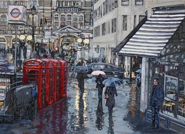 London In The Rain Charing Cross The Strand