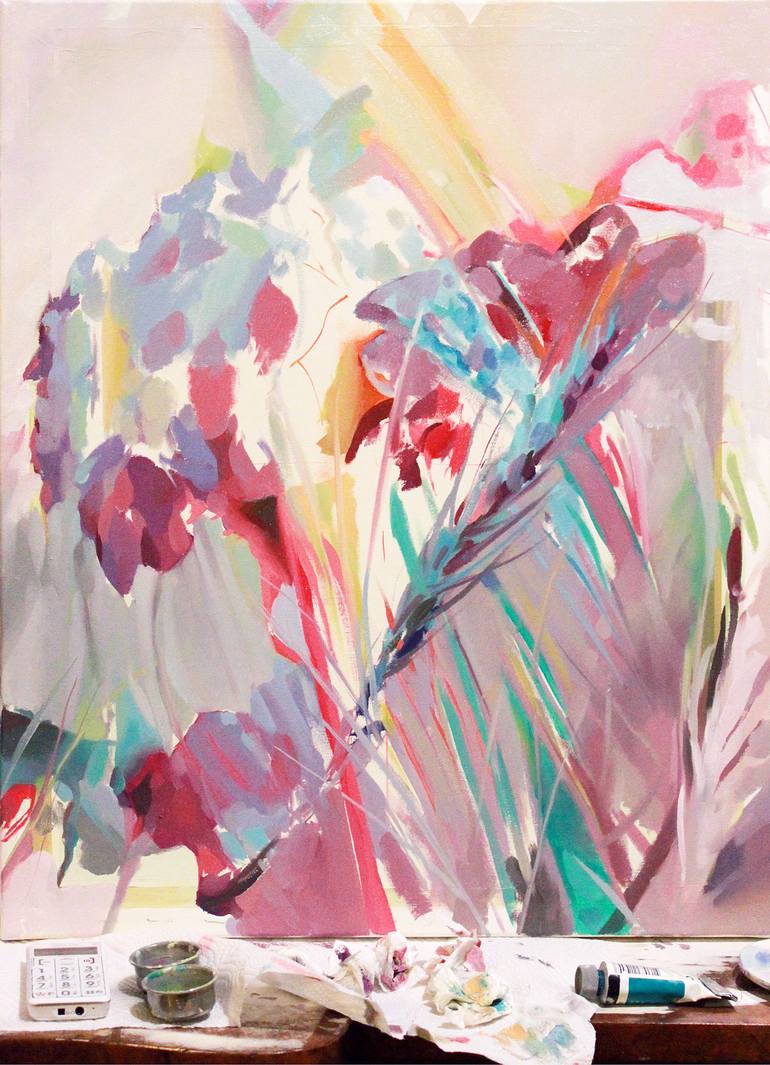 Original Abstract Botanic Painting by Elina Plume