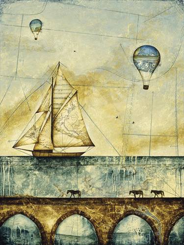 Original Conceptual Sailboat Collage by Michelle McDowell-Smith