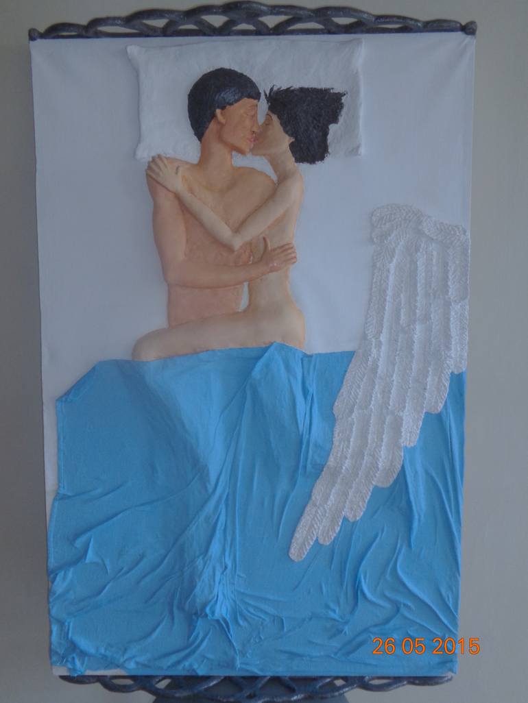 "The Fall of Icarus" 120/80 cm, acrylic, paper mache, author technique - Print