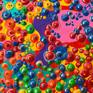 Sights and sounds, tastes and flavors, everything is heightened with excitement and anticipation. Confetti and sprinkles, laughter all around- birthday cake is here.

Textured paint in candy colors with a glass round for contrast of smooth and rough.