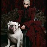 Glamorous lady with buldog - surrealism fashion portrait by Ksavera Art