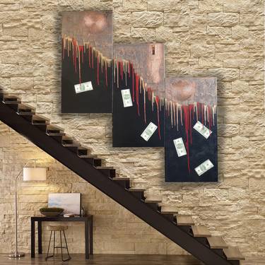 100 Dollar Mixed Media Paintings Above The Stairs 160x160x2