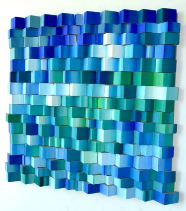 Ripples Ocean - Made to Order -  Limited Edition - Wooden Wall Mosaic Art thumb