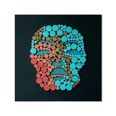 Mask - Original Modern Art - 3D Wood Wall Mosaic - Acrylic thumb