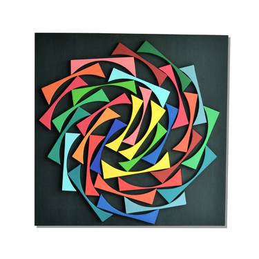 Tango in colors / Geometric Art / 3D Wood Wall Mosaic / Made to Order thumb