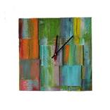 Rainbow Garden 35x35 cm / functional art with clock by Liliana Stoica