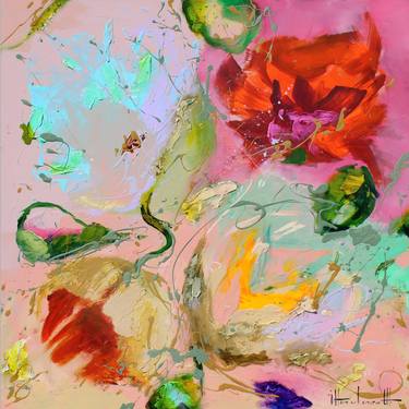 Original Abstract Expressionism Floral Paintings by Ingeborg Herckenrath