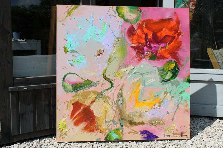 Original Abstract Expressionism Floral Painting by Ingeborg Herckenrath