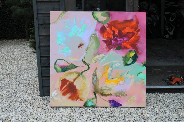 Original Abstract Expressionism Floral Painting by Ingeborg Herckenrath