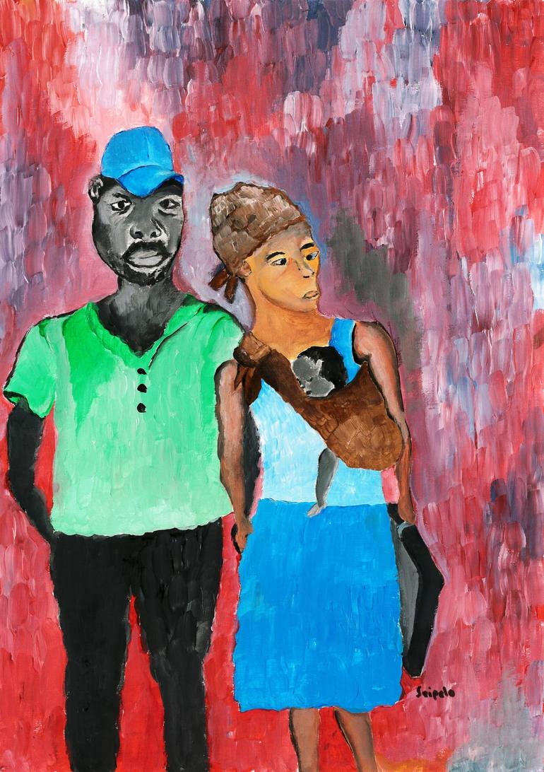 Bushman couple' Painting by seipelo kelebemang | Saatchi Art