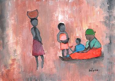 Print of Abstract Rural life Paintings by seipelo kelebemang