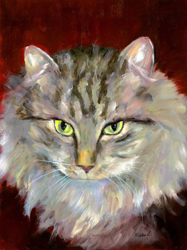 Mr. Purrrr Painting by Kathy Wood Fine Art | Saatchi Art