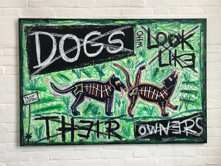 Original Street Art Dogs Painting by Frank Willems