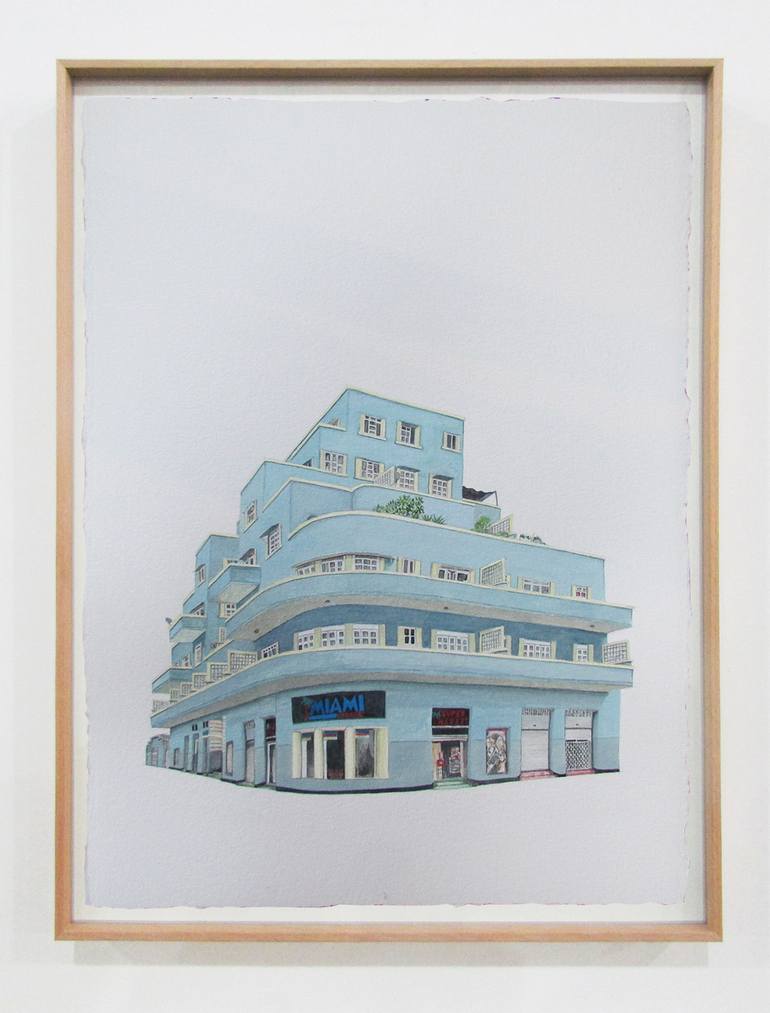 Original Art Deco Architecture Painting by Harrison Tobon