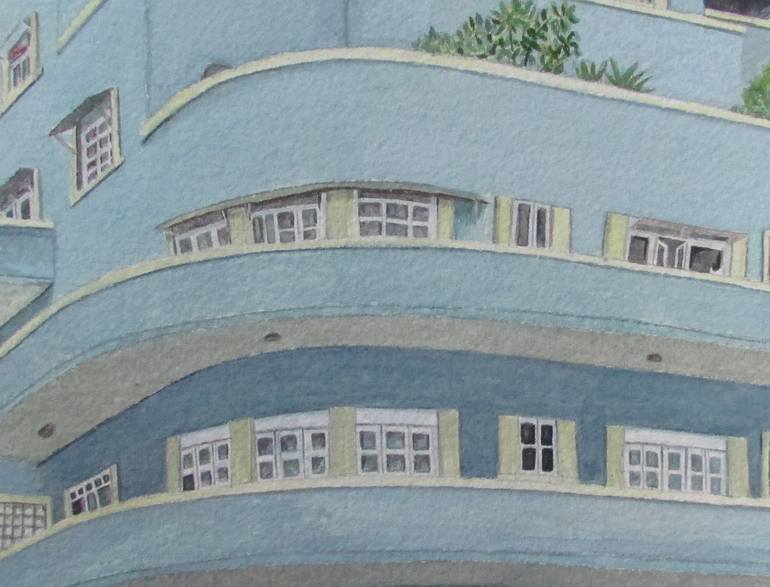 Original Art Deco Architecture Painting by Harrison Tobon