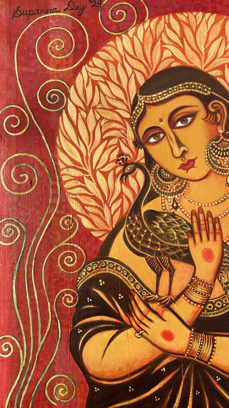 Original Art Deco Love Painting by Suparna Dey