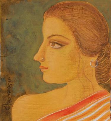 Original Art Deco Portrait Paintings by Suparna Dey