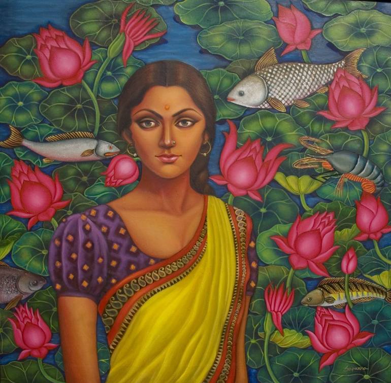 Original Figurative Classical mythology Painting by Suparna Dey