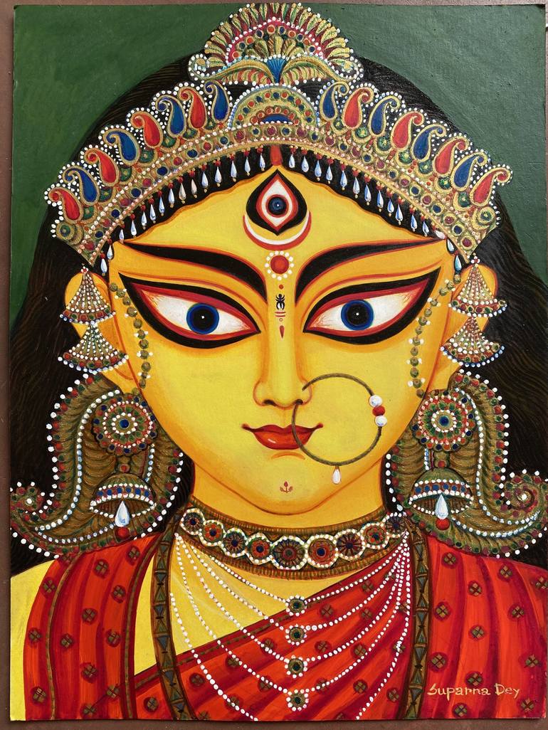 Maa Durga Painting by Suparna Dey | Saatchi Art