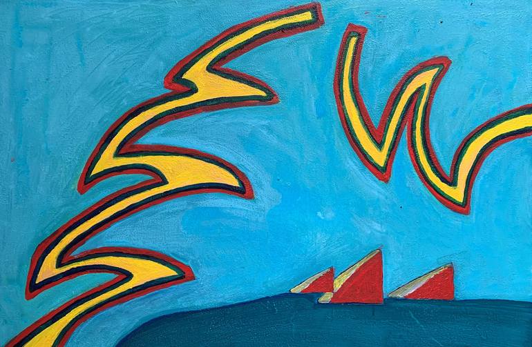 Original Abstract Painting by Kathy Flament | Abstract Art on Canvas | Zap over the Out Buildings