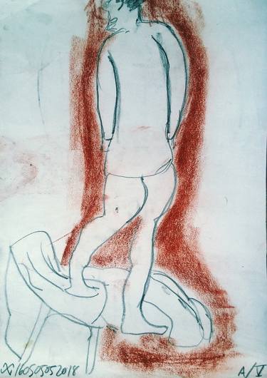 Original Expressionism Nude Drawings by Silvia Flechoso