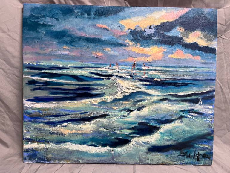 Original Expressionism Beach Painting by Julianne Felton