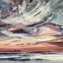 Collection Abstract beach and cloud watercolors