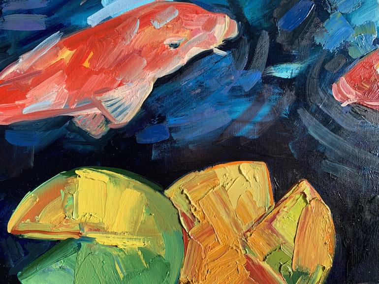 Original Abstract Expressionism Fish Painting by Olga Pascari