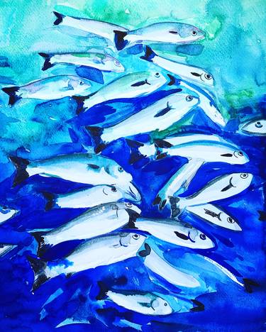 Original Impressionism Fish Drawings by Olga Pascari