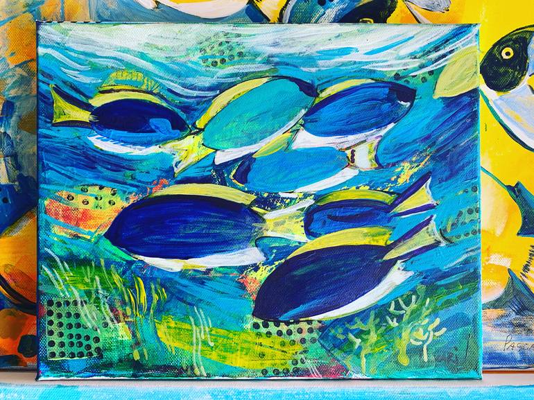 Original Abstract Expressionism Fish Painting by Olga Pascari