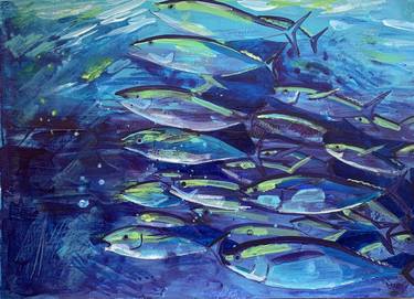 Original Abstract Expressionism Fish Paintings by Olga Pascari