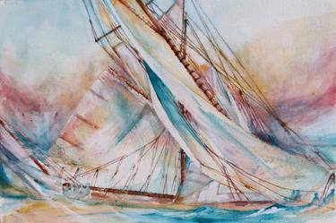 Original Expressionism Boat Paintings by Deena Press