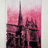Notre Dame, Paris series 2 six six woodcuts , black and red by Mania Row