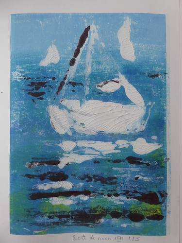 Original Abstract Expressionism Sailboat Printmaking by Mania Row