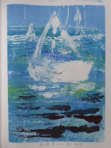 Original Abstract Expressionism Boat Printmaking by Mania Row