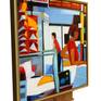 Painting in frame on studio easel.