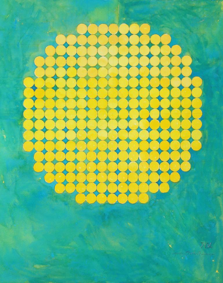 704. Yellow on Turquoise (large) Painting by Courtney Miller Bellairs ...
