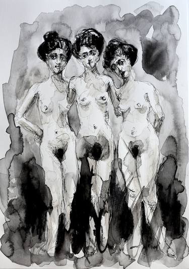 Print of Fine Art Nude Drawings by Joanna Bozek