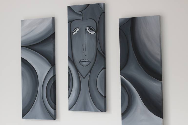 Original Abstract Expressionism People Painting by Roxana Patricia Nita