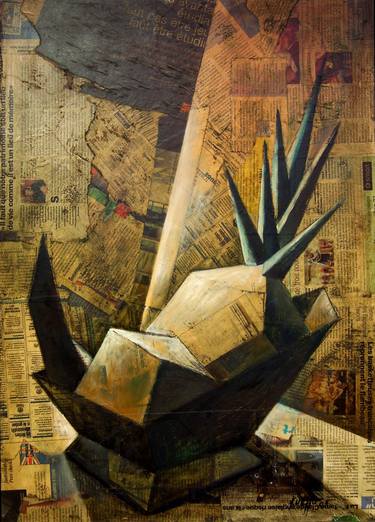Print of Cubism Still Life Collage by Miguel Esquivel Kuello