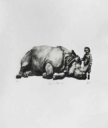 Boy and Rhino 1 - Limited Edition of 25 thumb