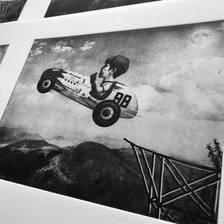 Original Surrealism Car Printmaking by Jaco Putker