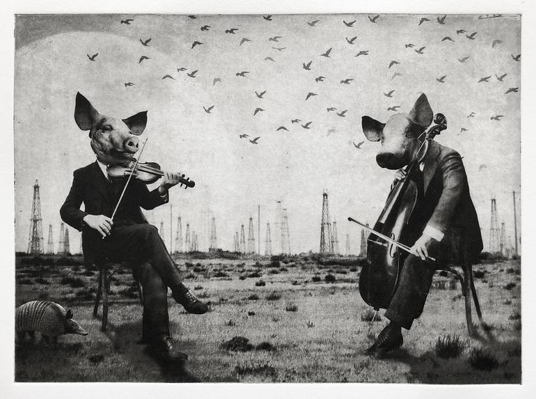 Original Surrealism Music Printmaking by Jaco Putker