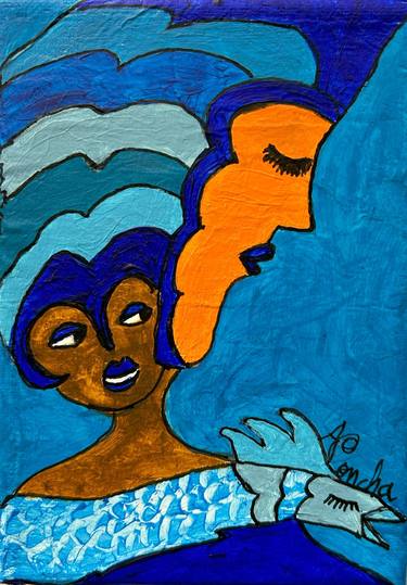 Original Figurative Women Painting by Aconcha Havana Cuba
